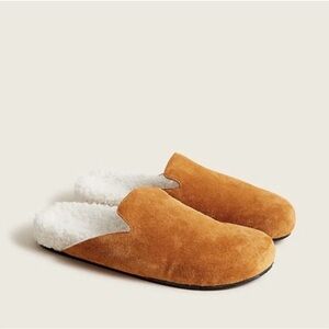 NWOB J. Crew Pacific Sherpa-Lined Suede Clogs Burnish Pecan Size 6
